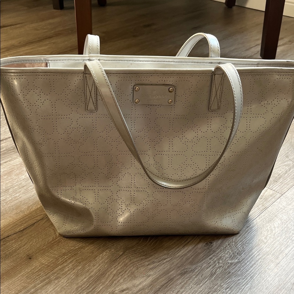 Kate Spade Metallic Silver Tote Bag